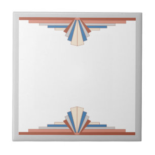 Kunstdeco-elementen in roos goud, bruin en blauw tegeltje