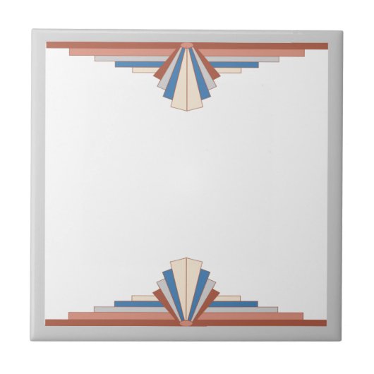 Kunstdeco-elementen in roos goud, bruin en blauw tegeltje (Voorkant)