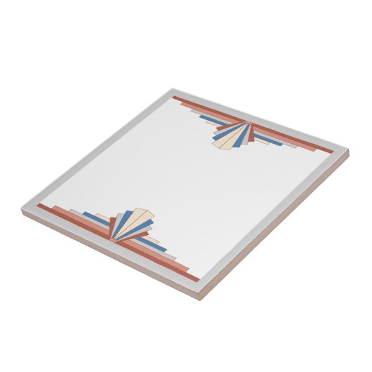 Kunstdeco-elementen in roos goud, bruin en blauw tegeltje (Zijkant)