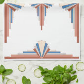 Kunstdeco-elementen in roos goud, bruin en blauw theedoek (Gevouwen)