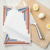 Kunstdeco-elementen in roos goud, bruin en blauw theedoek (Quarter Fold)