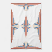 Kunstdeco-elementen in roos goud, bruin en blauw theedoek (Verticaal)