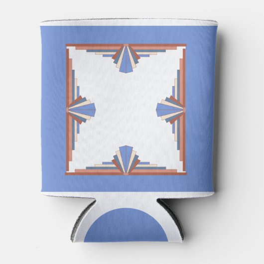 Kunstdeco-elementen in roos goud en blauw blikjeskoeler (Voorkant)