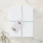 Kunstdeco-elementen in roos goud en blauw cadeaulabel (Met Touw)