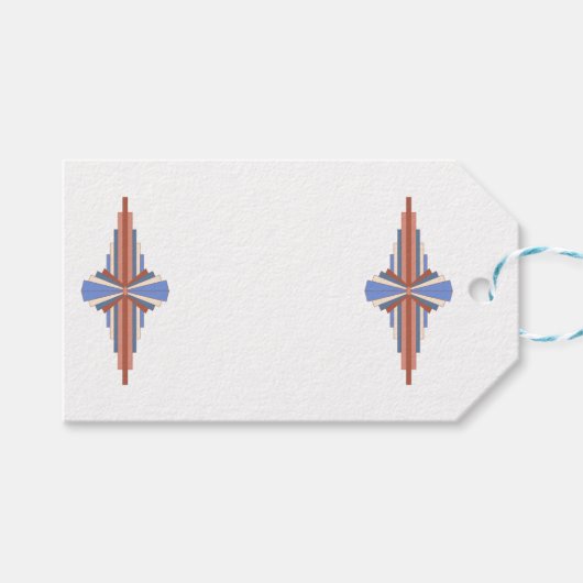 Kunstdeco-elementen in roos goud en blauw cadeaulabel (Voorkant (Horizontaal))