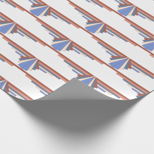 Kunstdeco-elementen in roos goud en blauw cadeaupapier (Hoek)