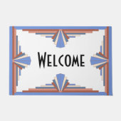 Kunstdeco-elementen in roos goud en blauw deurmat (Voorkant)