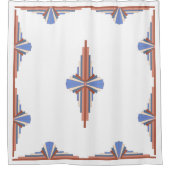 Kunstdeco-elementen in roos goud en blauw douchegordijn (Voorkant)