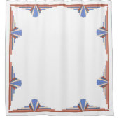 Kunstdeco-elementen in roos goud en blauw douchegordijn (Voorkant)