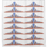 Kunstdeco-elementen in roos goud en blauw douchegordijn (Voorkant)