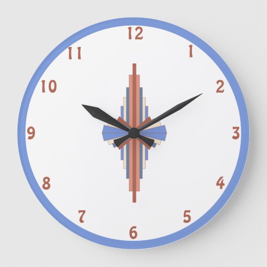 Kunstdeco-elementen in roos goud en blauw grote klok (Voorkant)