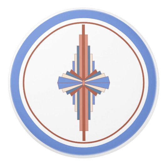 Kunstdeco-elementen in roos goud en blauw keramische knop (Voorkant)