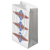 Kunstdeco-elementen in roos goud en blauw klein cadeauzakje (Voorkant Gekanteld)