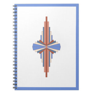 Kunstdeco-elementen in roos goud en blauw notitieboek