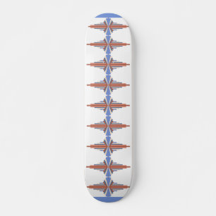 Kunstdeco-elementen in roos goud en blauw persoonlijk skateboard