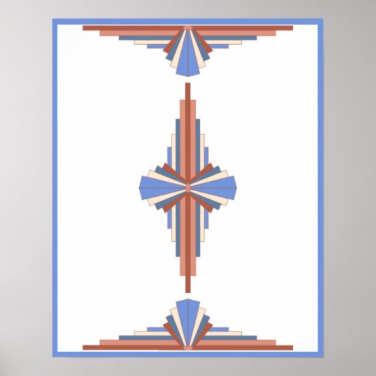 Kunstdeco-elementen in roos goud en blauw poster (Voorkant)