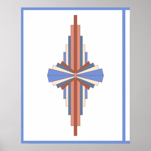 Kunstdeco-elementen in roos goud en blauw poster (Voorkant)