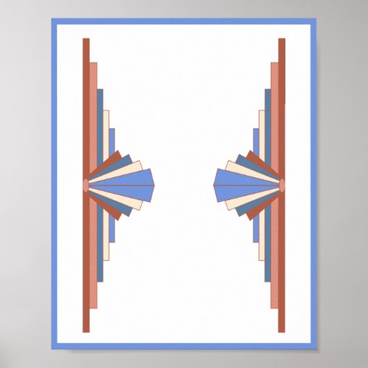 Kunstdeco-elementen in roos goud en blauw poster (Voorkant)