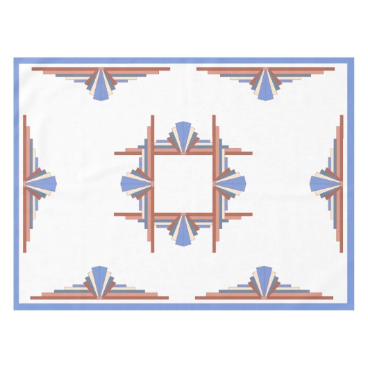 Kunstdeco-elementen in roos goud en blauw tafelkleed (Voorkant (Horizontaal))