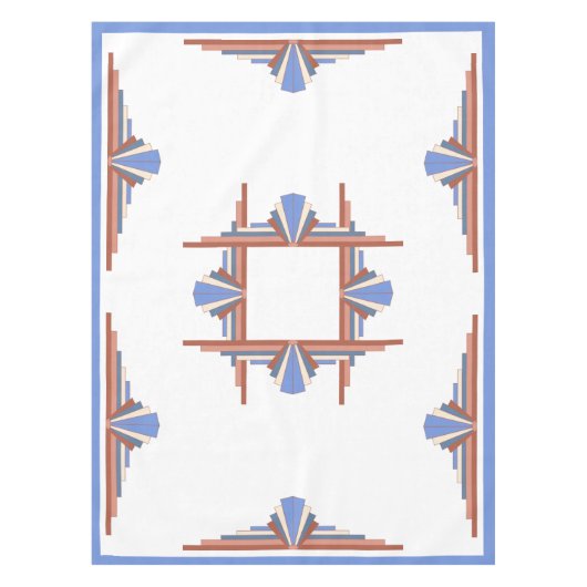 Kunstdeco-elementen in roos goud en blauw tafelkleed (Voorkant)