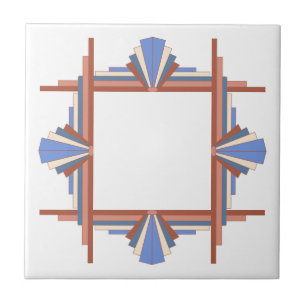 Kunstdeco-elementen in roos goud en blauw tegeltje