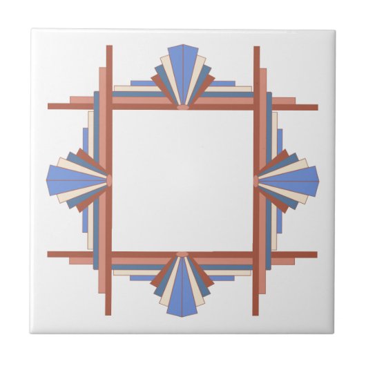 Kunstdeco-elementen in roos goud en blauw tegeltje (Voorkant)