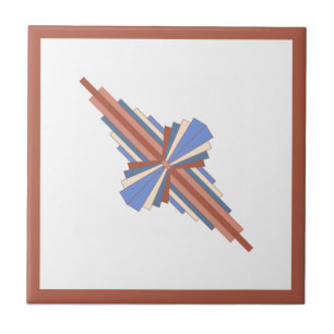 Kunstdeco-elementen in roos goud en blauw tegeltje