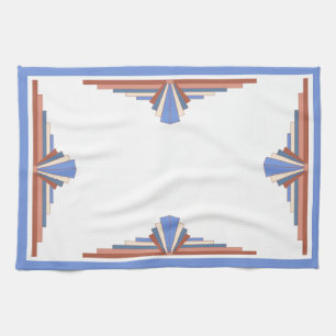 Kunstdeco-elementen in roos goud en blauw theedoek
