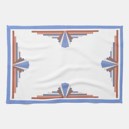 Kunstdeco-elementen in roos goud en blauw theedoek (Horizontaal)