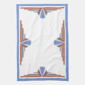 Kunstdeco-elementen in roos goud en blauw theedoek (Verticaal)