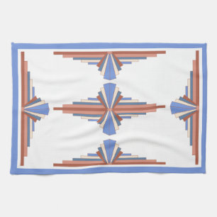 Kunstdeco-elementen in roos goud en blauw theedoek