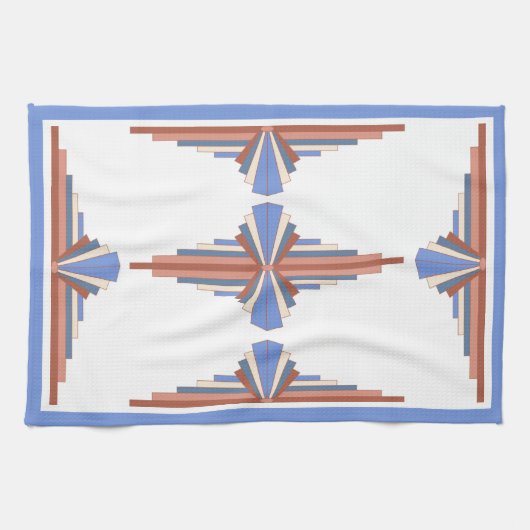 Kunstdeco-elementen in roos goud en blauw theedoek (Horizontaal)