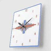 Kunstdeco-elementen in roos goud en blauw vierkante klok (Hoek)