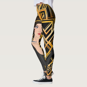 kunstdeco, flipper girl, , geweldig Gatsby, chic, Leggings