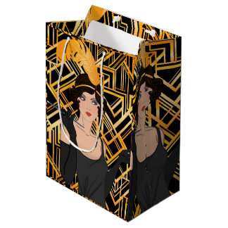 kunstdeco, flipper girl, , geweldig Gatsby, chic, Medium Cadeauzakje