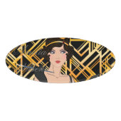 kunstdeco, flipper girl, , geweldig Gatsby, chic, Naambadge (Voorkant)