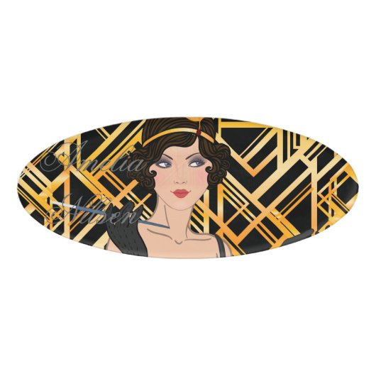 kunstdeco, flipper girl, , geweldig Gatsby, chic, Naambadge (Voorkant)