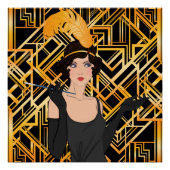 kunstdeco, flipper girl, , geweldig Gatsby, chic, Poster (Voorkant)