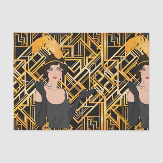 kunstdeco, flipper girl, , geweldig Gatsby, chic, Tissuepapier (Voorkant)