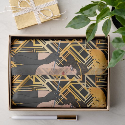 kunstdeco, flipper girl, , geweldig Gatsby, chic, Tissuepapier (Geschenk)