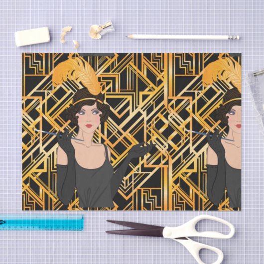 kunstdeco, flipper girl, , geweldig Gatsby, chic, Tissuepapier (Craft)