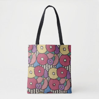 kunstdeco-floreel ontwerp, kleurrijk tote bag
