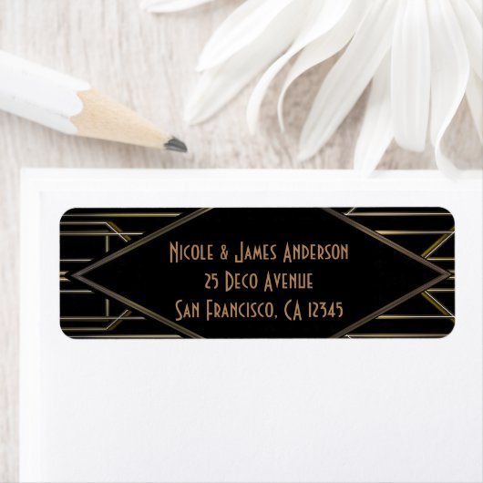 Kunstdeco Gatsby Glam Wedding van Black & Gold 20 Etiket (Insitu)