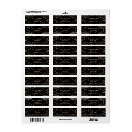 Kunstdeco Gatsby Glam Wedding van Black & Gold 20 Etiket (Full Sheet)