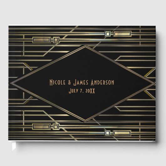 Kunstdeco Gatsby Glam Wedding van Black & Gold 20 Gastenboek (Voorkant)