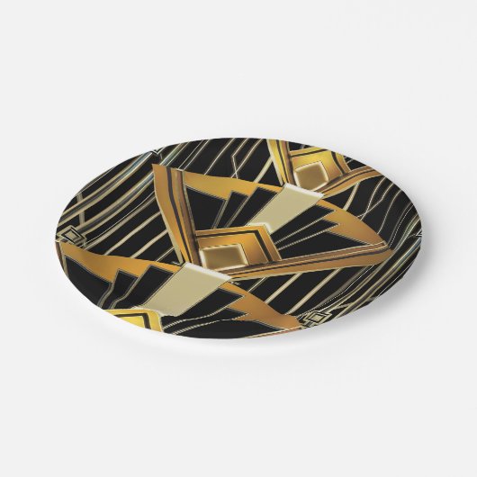 Kunstdeco Gatsby Glam Wedding van Black & Gold 20 Papieren Bordje (Gekanteld)