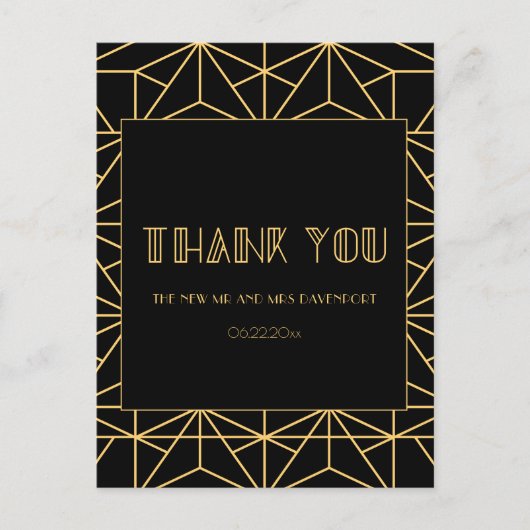  kunstdeco geometrische bruiloft uit de jaren 20 b briefkaart (Voorkant)