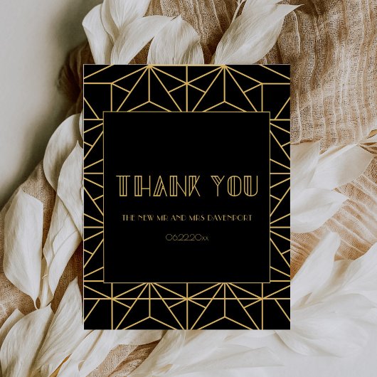  kunstdeco geometrische bruiloft uit de jaren 20 bedankkaart