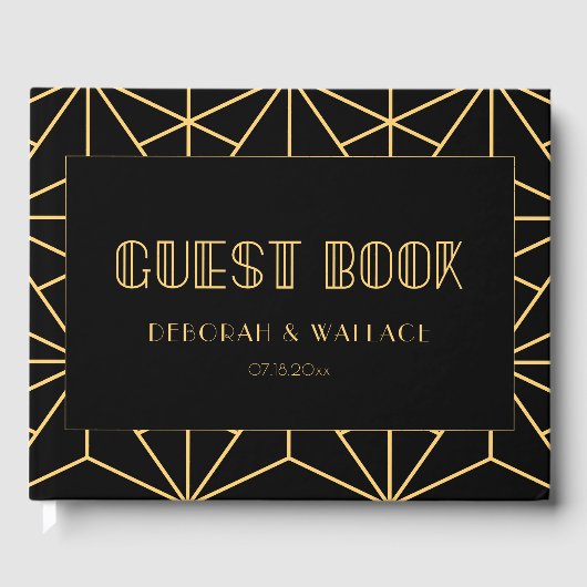 kunstdeco geometrische bruiloft uit de jaren 20 gastenboek (Voorkant)