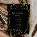 kunstdeco geometrische bruiloft uit de jaren 20 kaart<br><div class="desc">Rij terug naar de twintigste met deze  kunstdeco geïnspireerde trouwsuite. Eenvoudige maar klastige,  zwarte en goudretro-typografie,  volledig aanpasbaar als u de kleur van de achtergrond of de tekst wilt veranderen. U kunt het achtergrondontwerp ook gemakkelijk verwijderen.</div>